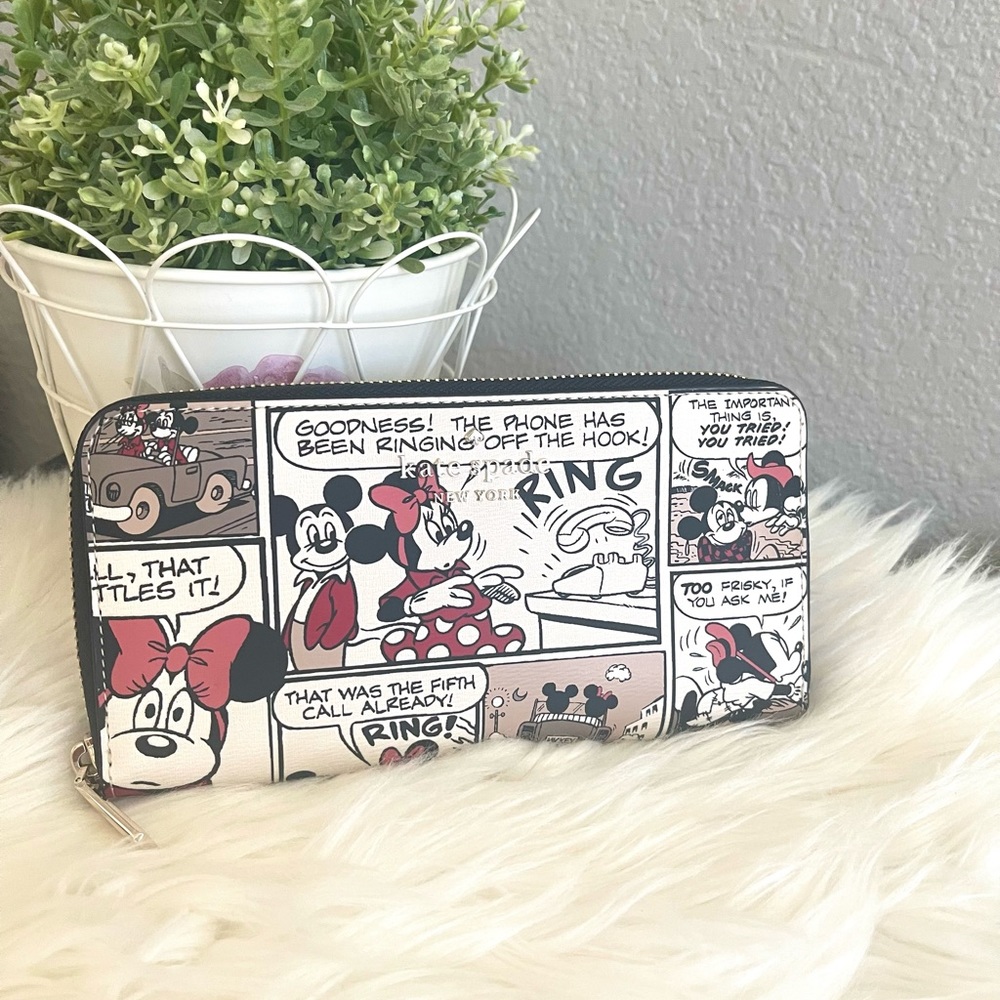 DISNEY X KATE SPADE MICKEY MOUSE CONTINENTAL ZIP AROUND WALLET K9327 NWT $249